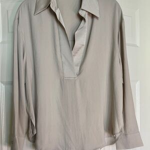 Mango Silky Polyester V Neck Blouse Size 8 US